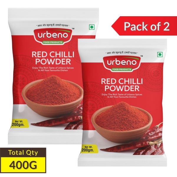Urbeno Red Chilli Powder 200gm Pack of 2 Masala