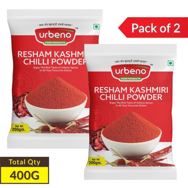 Urbeno Resham Kashmiri Chilli Powder  200g Pack of 2 Masala